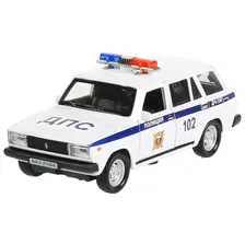 Машинка ТЕХНОПАРК ВАЗ-2104 Жигули Полиция (2104-12SLPOL) 1:32, 12 см, белый белый, голубой
